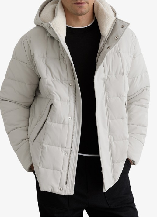 Reiss Klause puffer jas met quilt patroon en steekzakken
