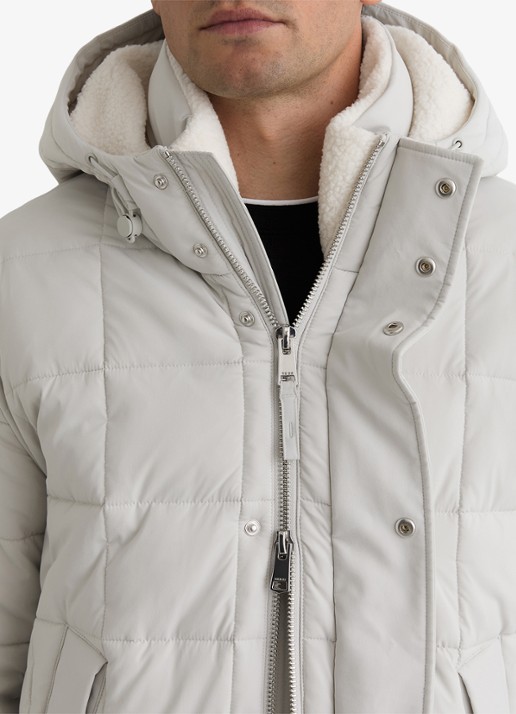 Reiss Klause puffer jas met quilt patroon en steekzakken - detail 4 stone / beige