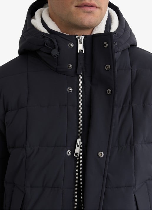 Reiss Klause puffer jas met quilt patroon en steekzakken - detail 4 navy / blauw