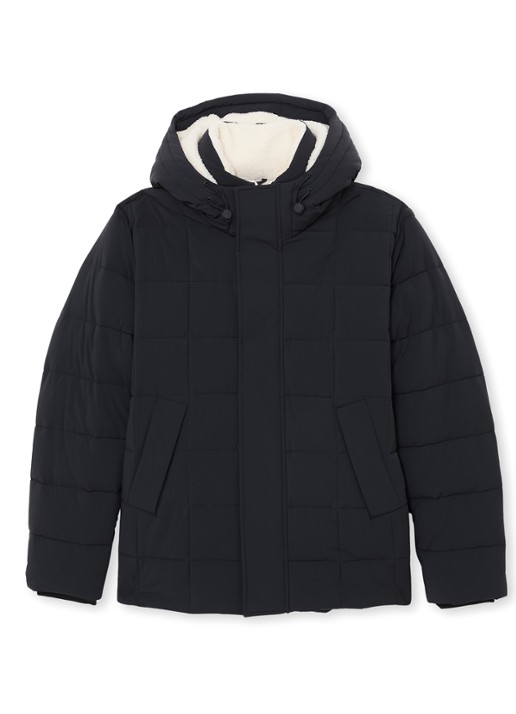 Reiss Klause puffer jas met quilt patroon en steekzakken - voorkant 6 navy / blauw