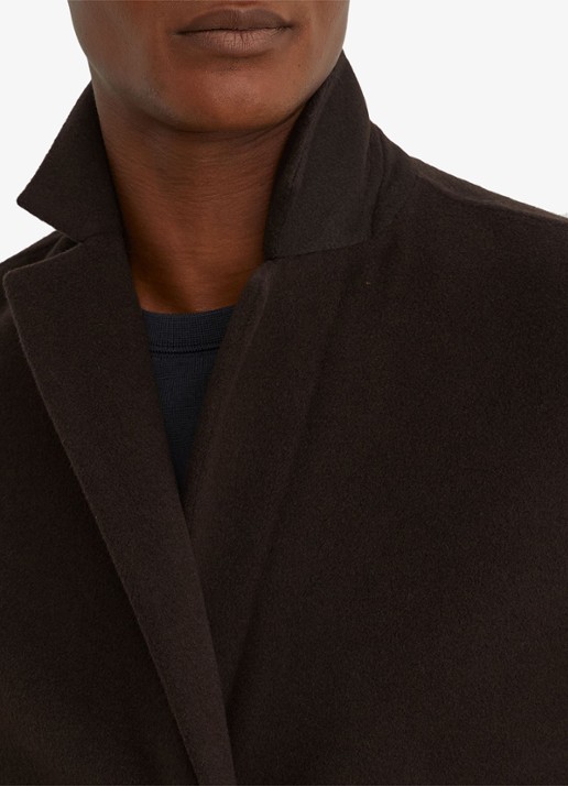 Reiss Knight mantel in wolblend - detail 2 donkerbruin