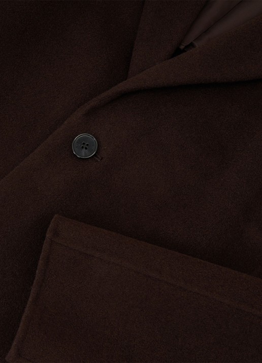 Reiss Knight mantel in wolblend - detail 4 donkerbruin