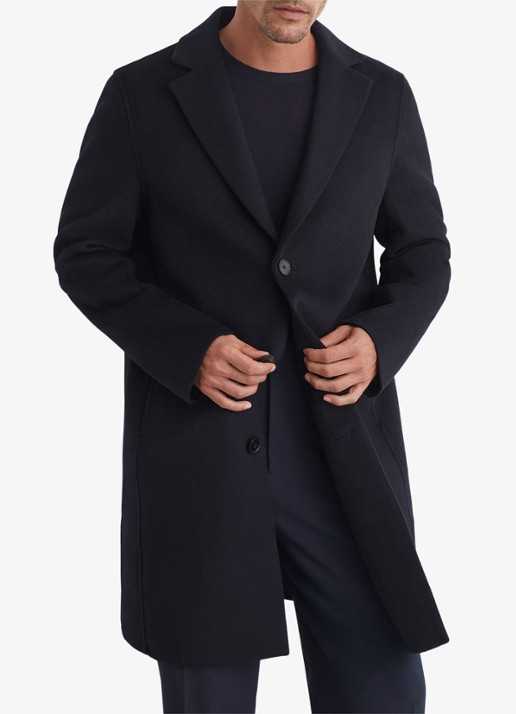 Reiss Knight mantel in wolblend - detail navy / blauw