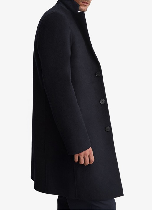 Reiss Knight mantel in wolblend - detail 3 navy / blauw