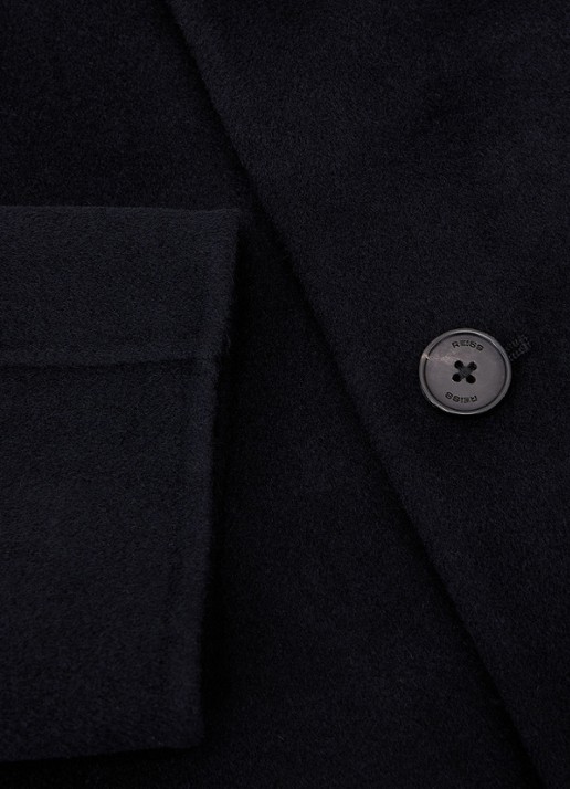Reiss Knight mantel in wolblend - detail 4 navy / blauw