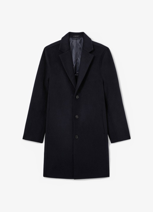 Reiss Knight mantel in wolblend - voorkant 5 navy / blauw