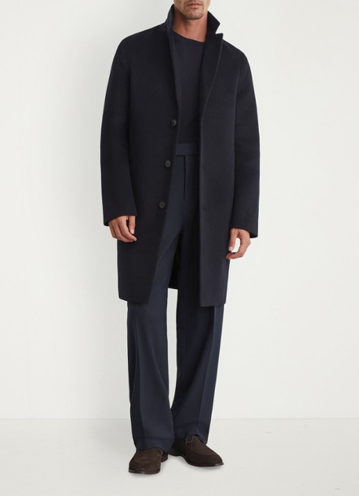Reiss Knight mantel in wolblend - voorkant 6 navy / blauw
