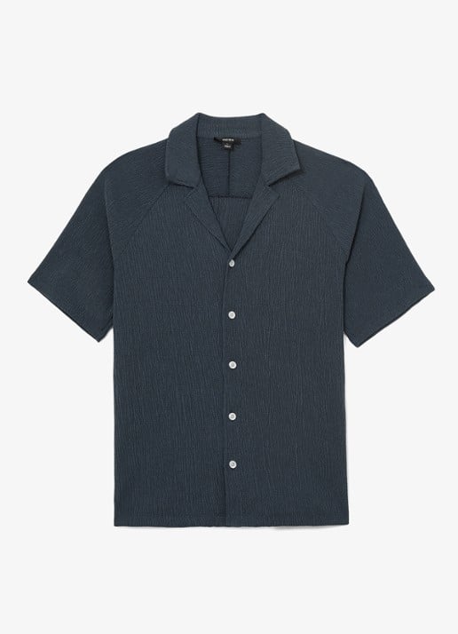 Reiss Knox overhemd met structuur - voorkant 2 airforce blue / blauw