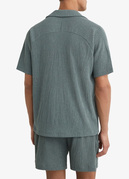 Reiss Knox regular fit overhemd met structuur - achterkant 6 dark sage / groen