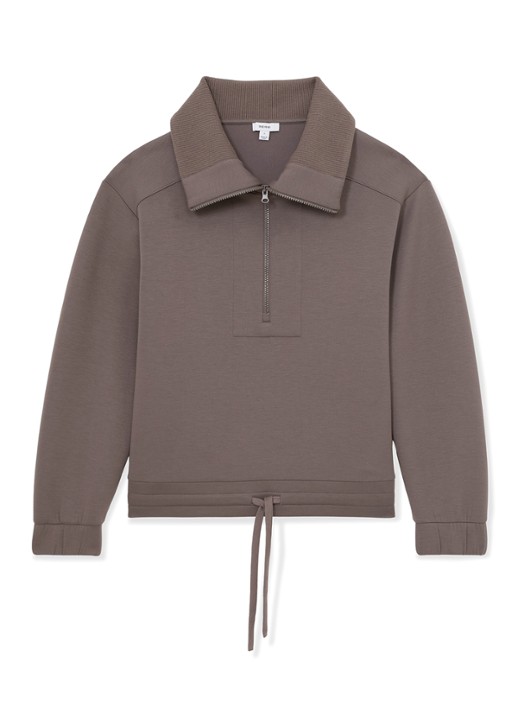 Reiss Laney sweater met halve rits - voorkant 5 bruin
