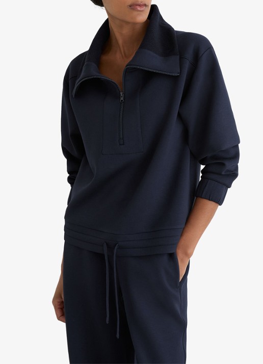 Reiss Laney sweater met halve rits - detail blauw