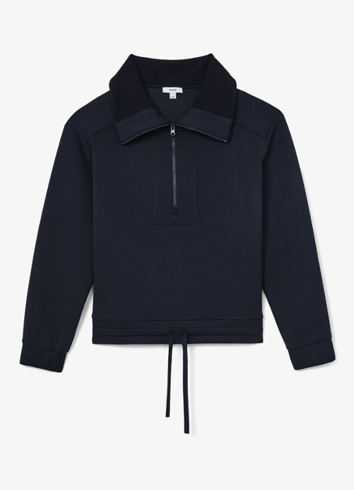 Reiss Laney sweater met halve rits - voorkant 4 blauw
