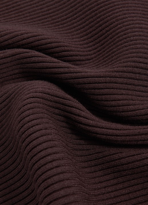 Reiss Lara ribgebreide one shoulder midi jurk - detail 3 donkerbruin