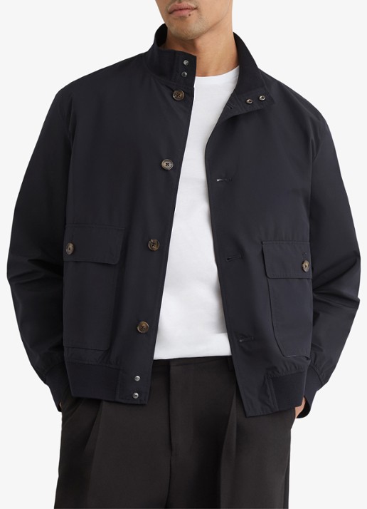 Reiss Latent bomberjack met steekzakken - detail navy / blauw