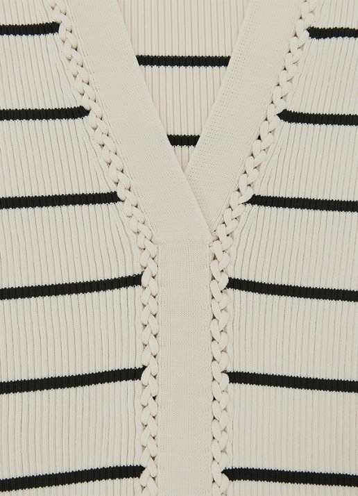 Reiss Lauralee ribgebreid trui met streepprint  - detail 4 gebroken wit