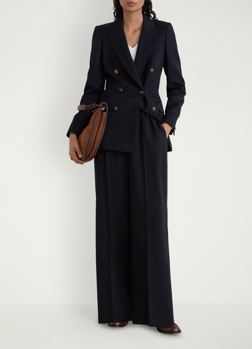 Reiss Lauryn double-breasted blazer in wolblend - voorkant 7 blauw
