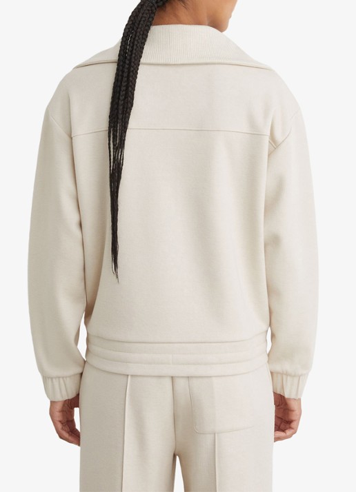 Reiss Layla sweater van wol en lyocell met hakve rits - achterkant wit