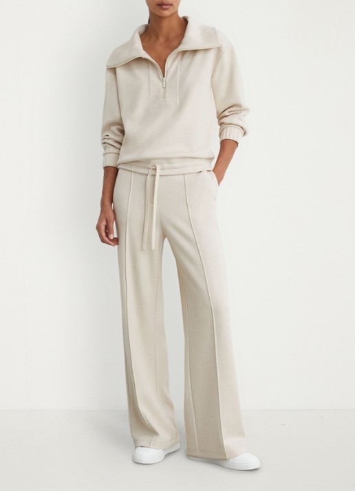 Reiss Layla sweater van wol en lyocell met hakve rits - voorkant 3 wit