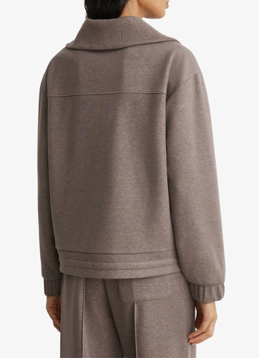 Reiss Layla sweater van wol en lyocell met hakve rits - achterkant 3 bruin