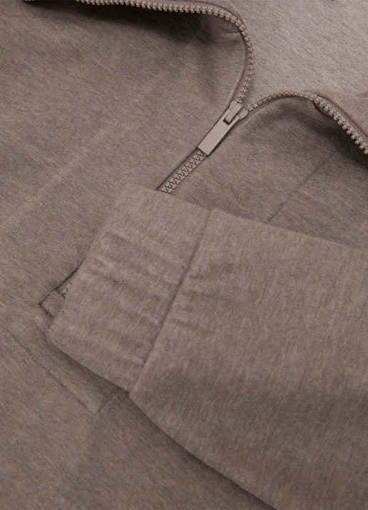 Reiss Layla sweater van wol en lyocell met hakve rits - detail 6 bruin