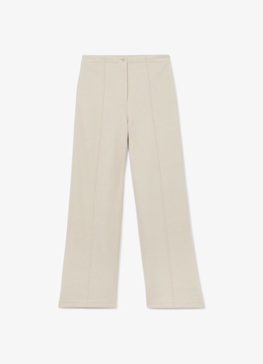 Reiss Layla wide leg joggingbroek van wol en lyocell - voorkant wit