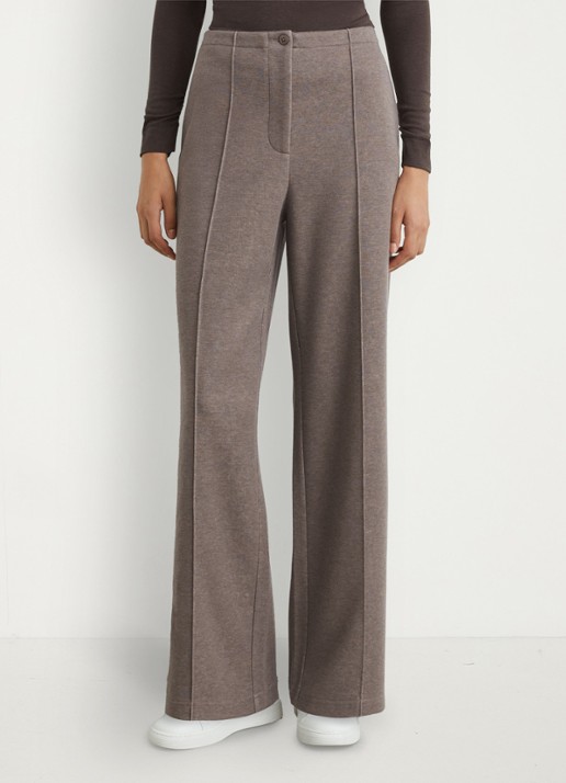 Reiss Layla wide leg joggingbroek van wol en lyocell - detail bruin
