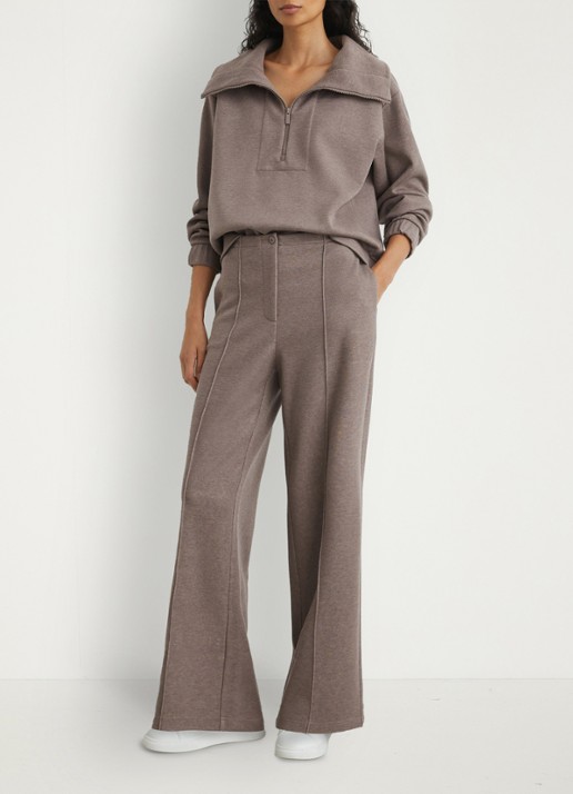 Reiss Layla wide leg joggingbroek van wol en lyocell - voorkant 7 bruin