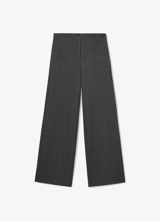 Reiss Layla wide leg joggingbroek van wol en lyocell - voorkant donkergrijs