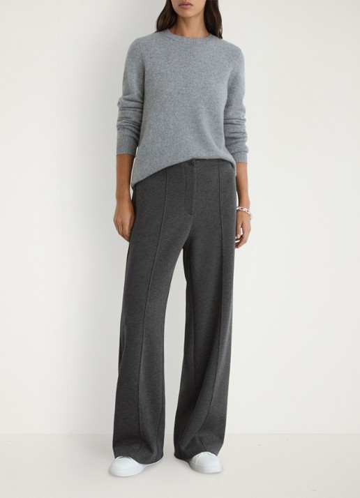 Reiss Layla wide leg joggingbroek van wol en lyocell - voorkant 2 donkergrijs