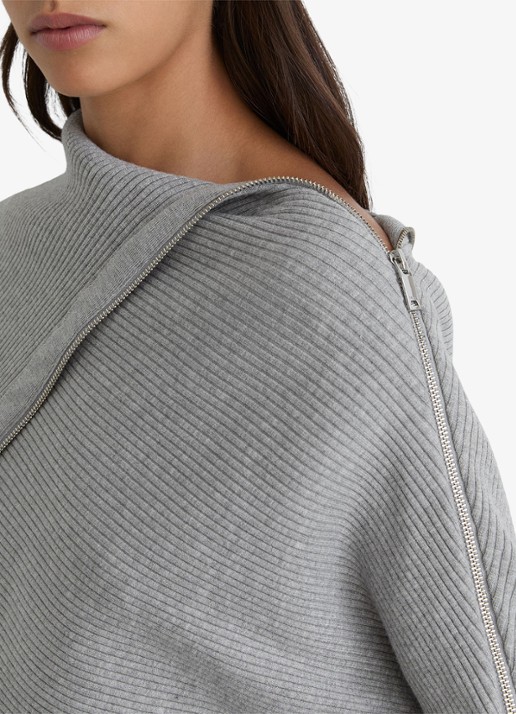 Reiss Leena ribgebreide trui met asymmetrische halslijn - detail 2 grijs