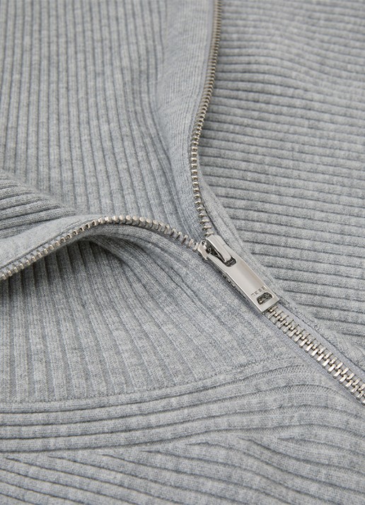 Reiss Leena ribgebreide trui met asymmetrische halslijn - detail 3 grijs