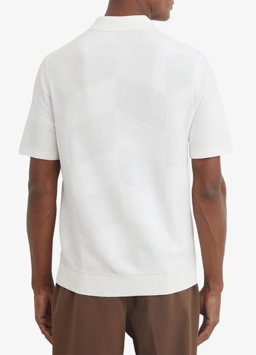 Reiss Leigham regular fit polo met halve rits - achterkant gebroken wit