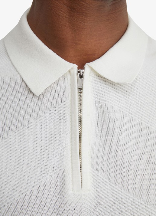 Reiss Leigham regular fit polo met halve rits - detail 6 gebroken wit