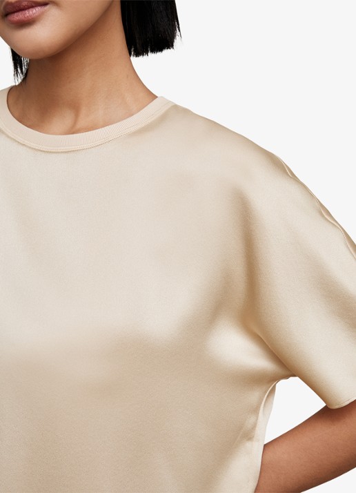 Reiss Lena top van zijde - detail 2 beige