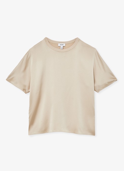 Reiss Lena top van zijde - voorkant 5 beige