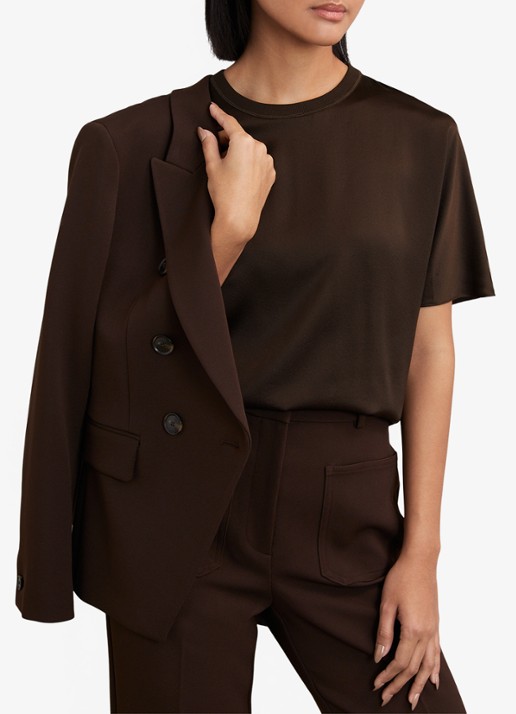 Reiss Lena top van zijde - detail 7 chocoladebruin