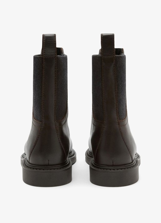 Reiss Lennon enkellaars van leer - detail 3 chocoladebruin