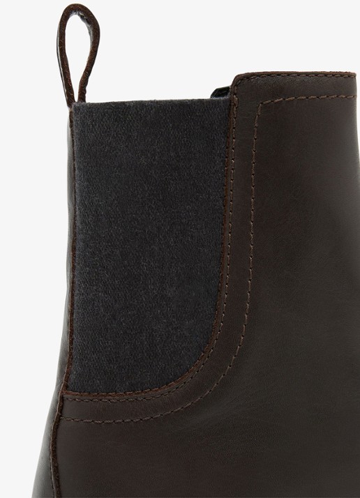 Reiss Lennon enkellaars van leer - detail 4 chocoladebruin