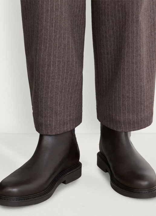 Reiss Lennon enkellaars van leer - voorkant 6 chocoladebruin