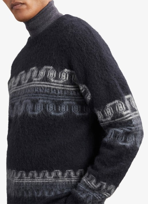 Reiss Lennox in wolblend met ingebreid patroon - detail 4 navy / blauw