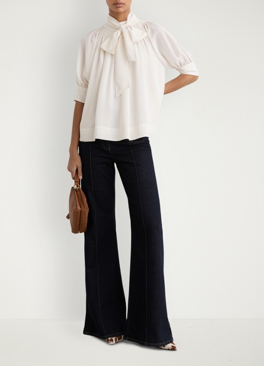 Reiss Lerina blouse met sjaalkraag - voorkant 5 wit
