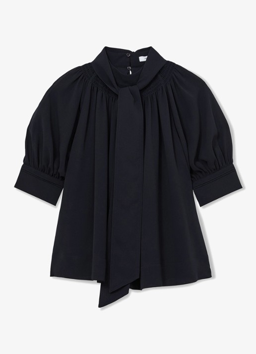 Reiss Lerina blouse met sjaalkraag - voorkant 4 blauw