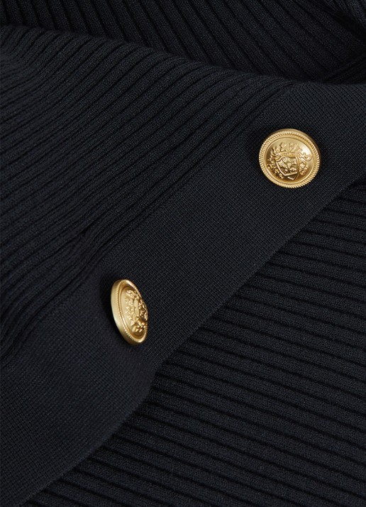 Reiss LEXI Rib-Knit Button Shawl Jumper - detail 5 donkerblauw