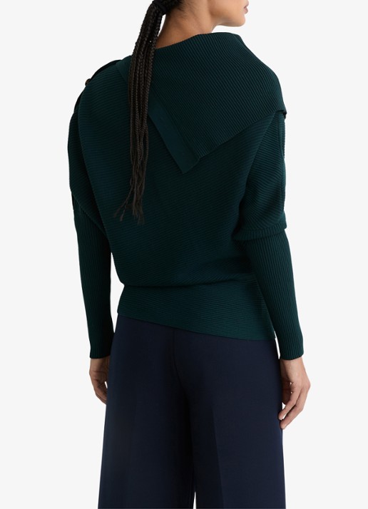 Reiss LEXI Rib-Knit Button Shawl Jumper - achterkant 4 blauw