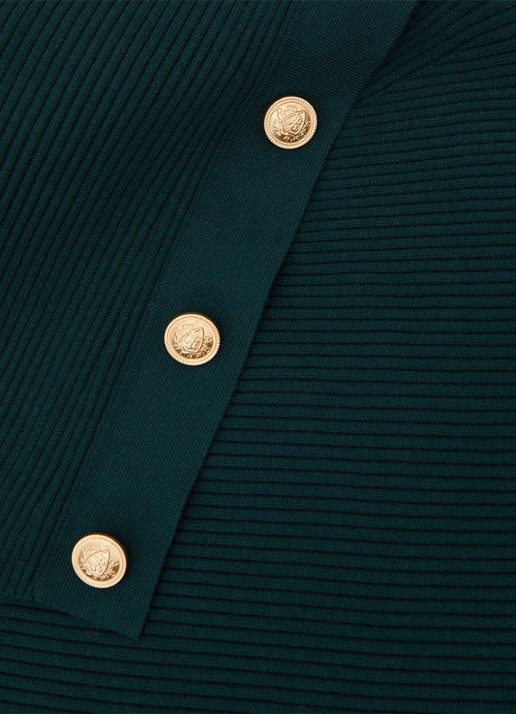 Reiss LEXI Rib-Knit Button Shawl Jumper - detail 3 blauw