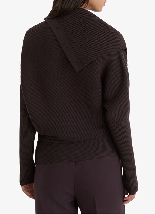 Reiss LEXI Rib-Knit Button Shawl Jumper - achterkant 4 paars