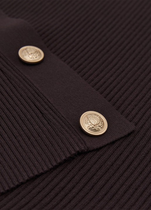 Reiss LEXI Rib-Knit Button Shawl Jumper - detail 3 paars