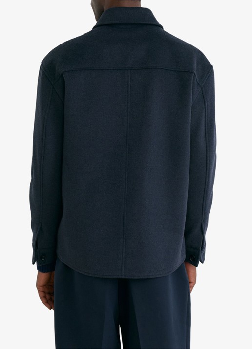 Reiss Liam overshirt in wolblend met borstzakken - achterkant 7 airforce blue / blauw