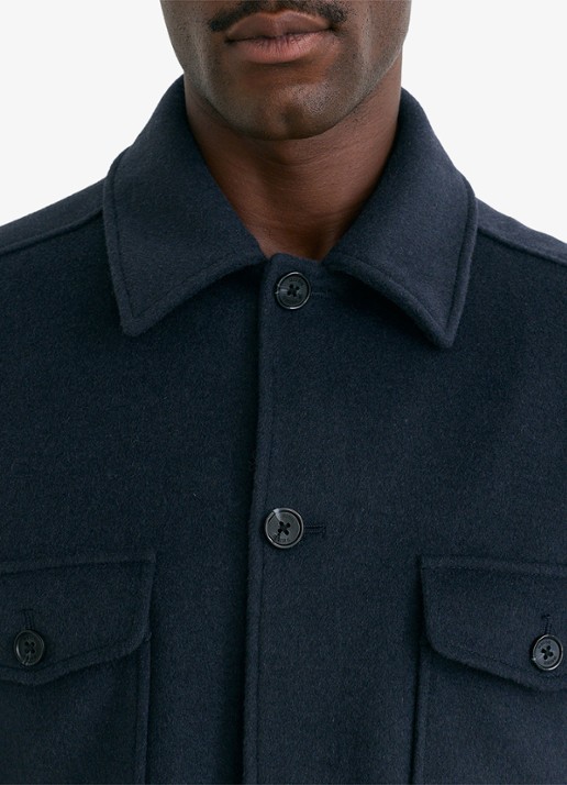 Reiss Liam overshirt in wolblend met borstzakken - detail 2 airforce blue / blauw