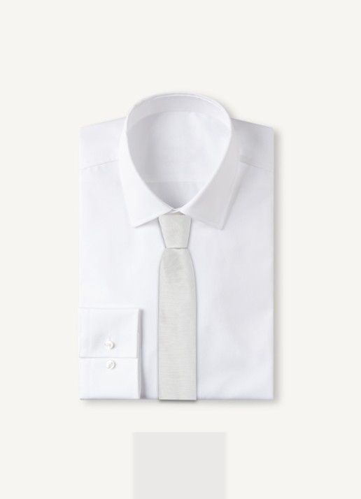 Reiss Liam stropdas in zijdeblend met stippenprint  - voorkant 3 zilver